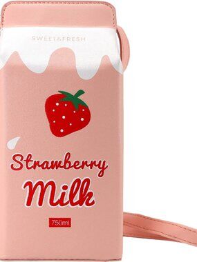 Cow appearance Milk Box CrossBody Purse Bag,PU Phone Shoulder Wallet for Women G